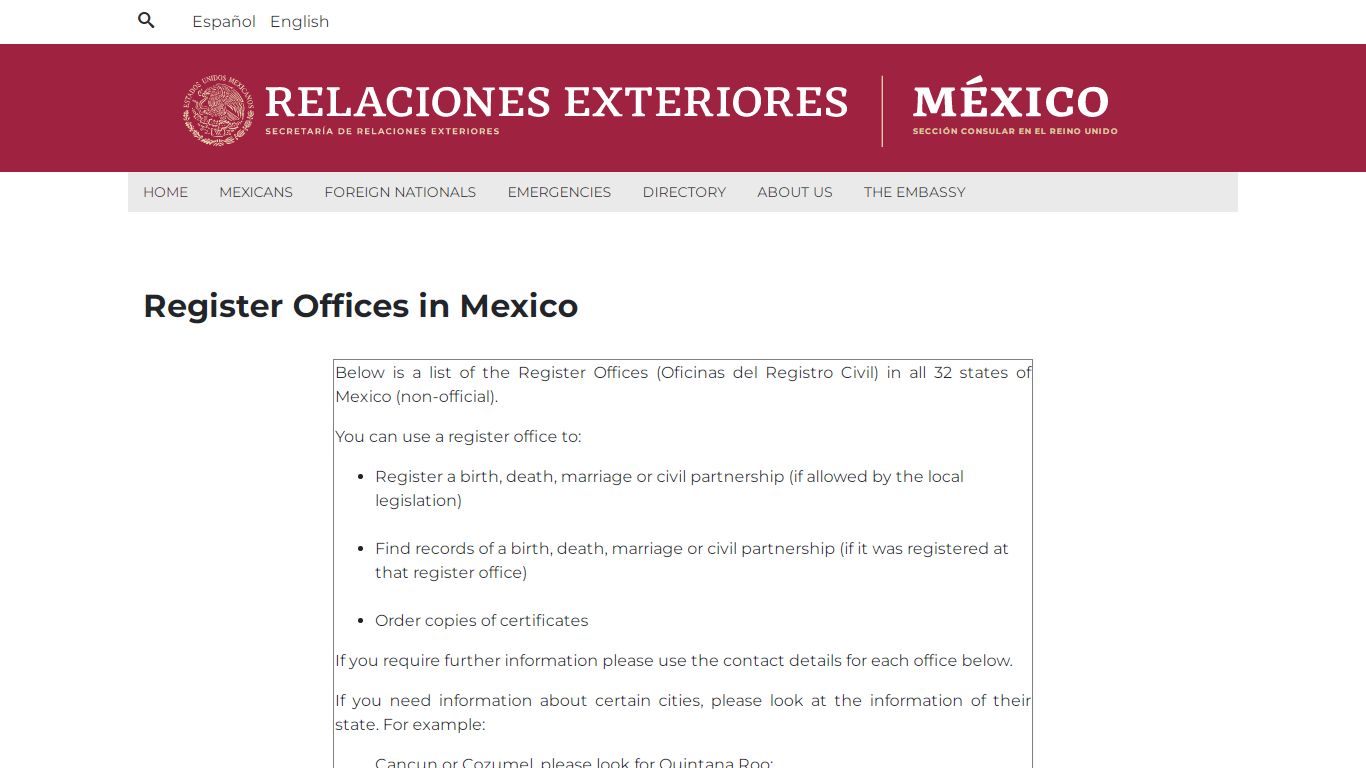 Register Offices in Mexico - Gob